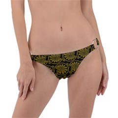 Yellow Floral Pattern Floral Greek Ornaments Ring Detail Bikini Bottoms by nateshop