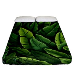 Green Leaves Fitted Sheet (queen Size) by goljakoff