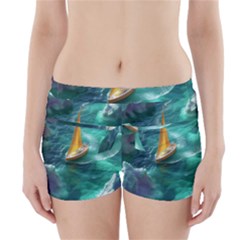 Dolphin Swimming Sea Ocean Boyleg Bikini Wrap Bottoms by Cemarart
