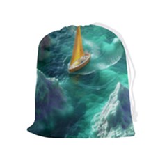 Moon Moonlit Forest Fantasy Midnight Drawstring Pouch (xl) by Cemarart