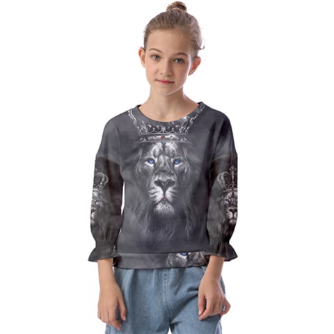 Lion King Of The Jungle Nature Kids  Cuff Sleeve Top by Cemarart