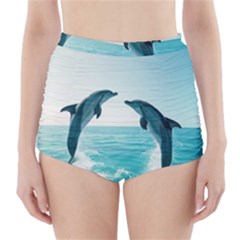 Dolphin Sea Ocean High-waisted Bikini Bottoms by Cemarart