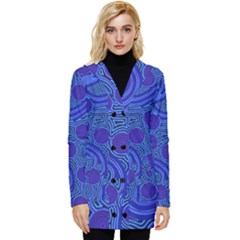 Authentic Aboriginal Art - Rivers Around Us Button Up Hooded Coat  by hogartharts