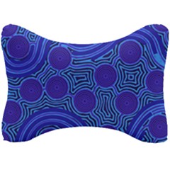 Authentic Aboriginal Art - Rivers Around Us Seat Head Rest Cushion by hogartharts