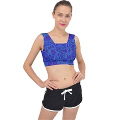 Authentic Aboriginal Art - Rivers Around Us V-back Sports Bra by hogartharts