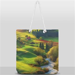Countryside Landscape Nature Full Print Rope Handle Tote (large) by Cemarart