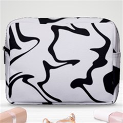 Black And White Swirl Background Make Up Pouch (large) by Cemarart