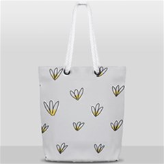 Pattern Leaves Daisies Print Full Print Rope Handle Tote (small) by Cemarart