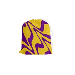 Waves Pattern Lines Wiggly Drawstring Pouch (small) by Cemarart