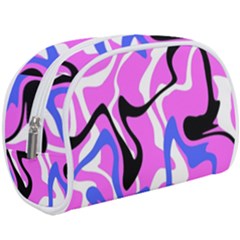 Swirl Pink White Blue Black Make Up Case (large) by Cemarart