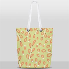 Pattern Leaves Print Background Full Print Rope Handle Tote (small) by Cemarart