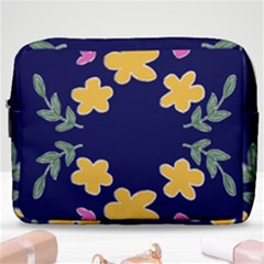 Doodle Flower Leaves Plant Design Make Up Pouch (large) by Cemarart
