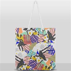Digital Paper Scrapbooking Abstract Full Print Rope Handle Tote (large) by Cemarart