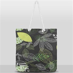 Leaves Floral Pattern Nature Full Print Rope Handle Tote (large) by Cemarart