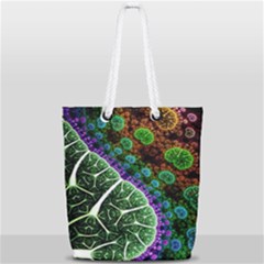 Digital Art Fractal Abstract Artwork 3d Floral Pattern Waves Vortex Sphere Nightmare Full Print Rope Handle Tote (small) by Cemarart