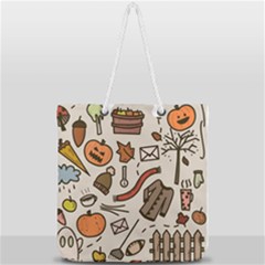 Halloween Doodle Autumn Pumpkin Full Print Rope Handle Tote (large) by Bedest