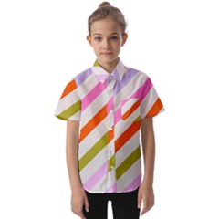 Lines Geometric Background Kids  Short Sleeve Shirt by Maspions