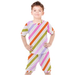Lines Geometric Background Kids  T-shirt And Shorts Set by Maspions