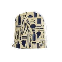 Elegant Hairdresser Pattern Cream Drawstring Pouch (large) by TetiBright