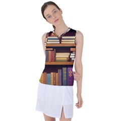 Book Nook Books Bookshelves Comfortable Cozy Literature Library Study Reading Room Fiction Entertain Women s Sleeveless Sports Top by Maspions