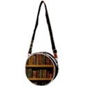 Room Interior Library Books Bookshelves Reading Literature Study Fiction Old Manor Book Nook Reading Crossbody Circle Bag View1