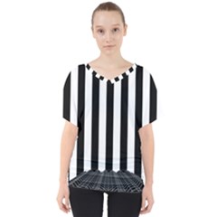 Stripes Geometric Pattern Digital Art Art Abstract Abstract Art V-neck Dolman Drape Top by Proyonanggan