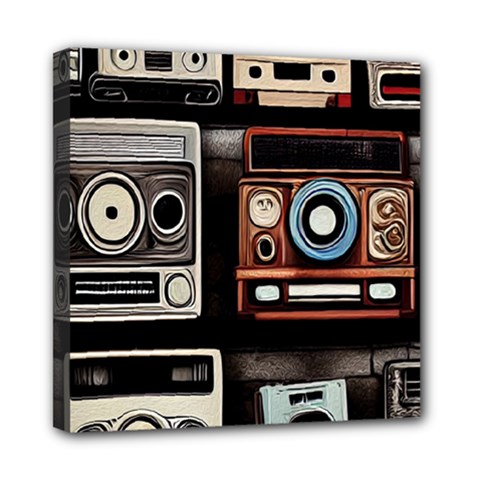 Retro Cameras Old Vintage Antique Technology Wallpaper Retrospective Mini Canvas 8  X 8  (stretched) by Grandong