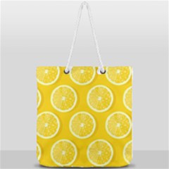 Lemon Fruits Slice Seamless Pattern Full Print Rope Handle Tote (large) by Apen