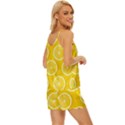 Lemon Fruits Slice Seamless Pattern V-Neck Satin Pajamas Set View3