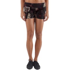 Vintage Tattoos Nautical Yoga Shorts by Apen