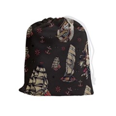 Vintage Tattoos Nautical Drawstring Pouch (xl) by Apen