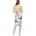 Seamless Pattern Coconut Piece Palm Leaves With Pink Hibiscus Bodycon Cross Back Summer Dress View2