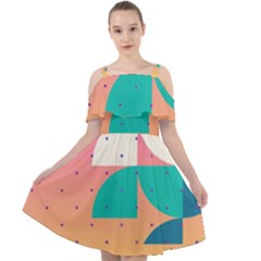 Abstract Geometric Bauhaus Polka Dots Retro Memphis Art Cut Out Shoulders Chiffon Dress by Maspions
