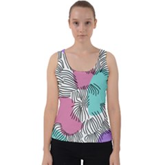 Lines Line Art Pastel Abstract Multicoloured Surfaces Art Velvet Tank Top by Maspions