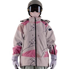 Pink Pattern Line Art Texture Minimalist Design Women s Zip Ski And Snowboard Waterproof Breathable Jacket by Maspions