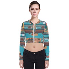City Painting Town Urban Artwork Long Sleeve Zip Up Bomber Jacket by Maspions