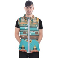City Painting Town Urban Artwork Men s Puffer Vest by Maspions
