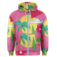 Ocean Watermelon Vibes Summer Surfing Sea Fruits Organic Fresh Beach Nature Men s Zipper Hoodie by Maspions