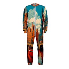 London England Bridge Europe Buildings Architecture Vintage Retro Town City Onepiece Jumpsuit (kids) by Maspions