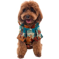 London England Bridge Europe Buildings Architecture Vintage Retro Town City Dog Coat by Maspions