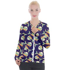 Fish Abstract Animal Art Nature Texture Water Pattern Marine Life Underwater Aquarium Aquatic Casual Zip Up Jacket by Bedest