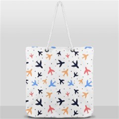 Airplane Pattern Plane Aircraft Fabric Style Simple Seamless Full Print Rope Handle Tote (large) by Bedest