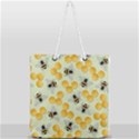 Bees Pattern Honey Bee Bug Honeycomb Honey Beehive Full Print Rope Handle Tote (Large) View1