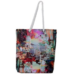 Digital Computer Technology Office Information Modern Media Web Connection Art Creatively Colorful C Full Print Rope Handle Tote (large) by Maspions