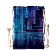 Digital Art Artwork Illustration Vector Buiding City Drawstring Bag (small) by Maspions
