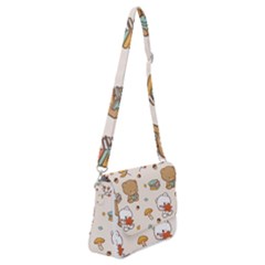 Bear Cartoon Background Pattern Seamless Animal Shoulder Bag With Back Zipper by Maspions