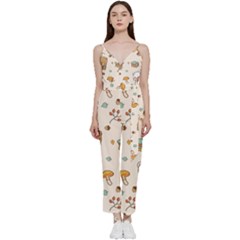 Bear Cartoon Background Pattern Seamless Animal V-neck Camisole Jumpsuit by Maspions