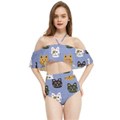 Cat Cat Background Animals Little Cat Pets Kittens Halter Flowy Bikini Set  by Maspions