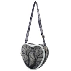 Landscape Forest Ceiba Tree, Guayaquil, Ecuador Heart Shoulder Bag by dflcprintsclothing