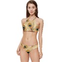 Vintage Peacock Feather Peacock Feather Pattern Background Nature Bird Nature Banded Triangle Bikini Set View1